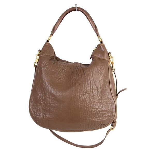 Marc Jacobs BROWN LAMB LEATHER ZIP EXPANDABLE HOBO SHOULDER BAG PURSE HANDBAG - Picture 5 of 16